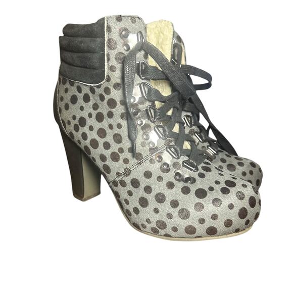 Lola Ramona Angie boot leather Cow hair grey and black animal print eu 38 us 7.5 - Picture 2 of 11